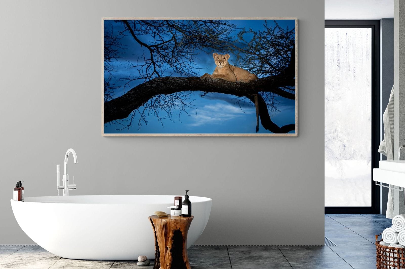 Lion at Dusk-Wall_Art-180 x 110cm-Mounted Canvas-Wood-Pixalot