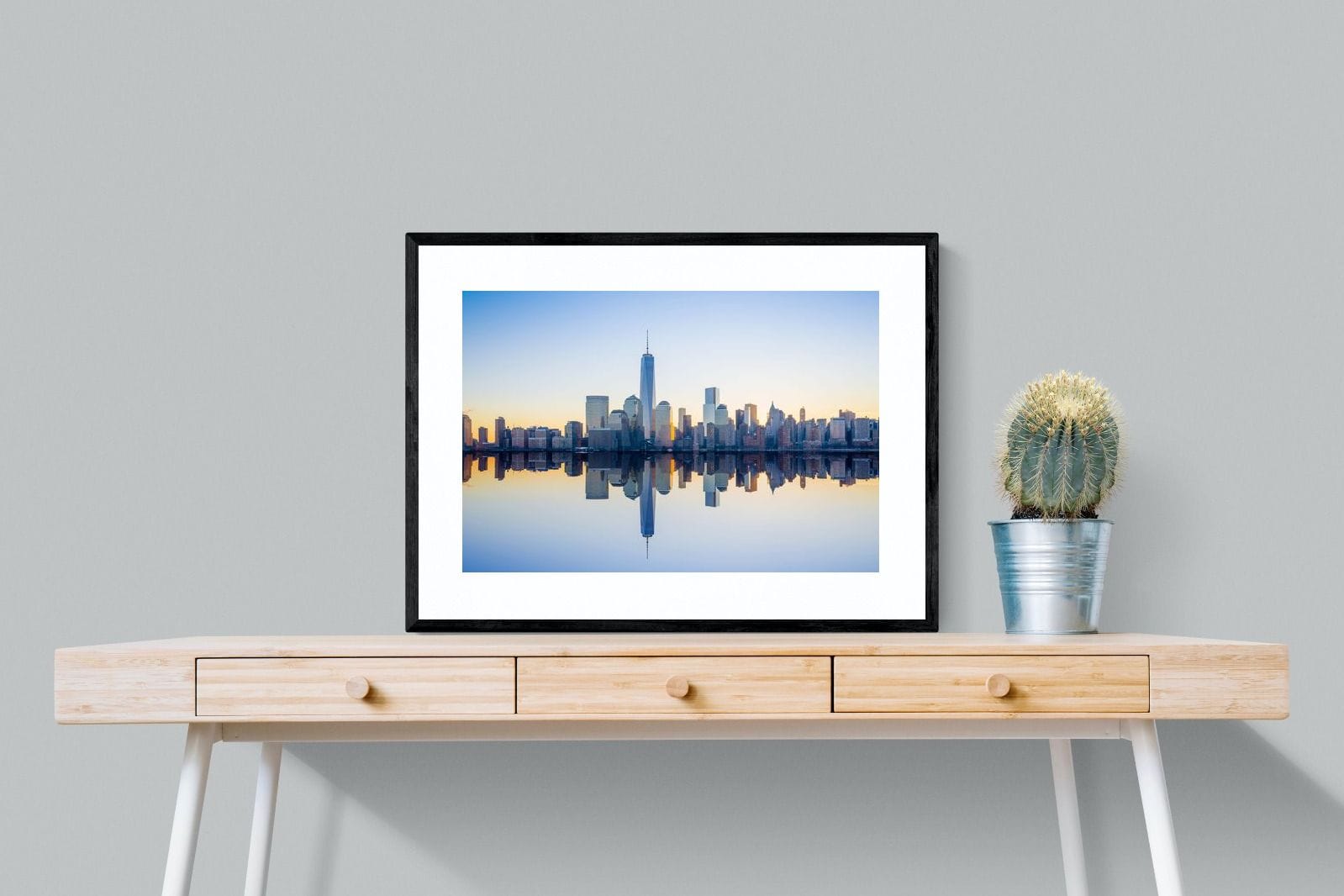 Manhattan Reflection-Wall_Art-80 x 60cm-Framed Print-Black-Pixalot