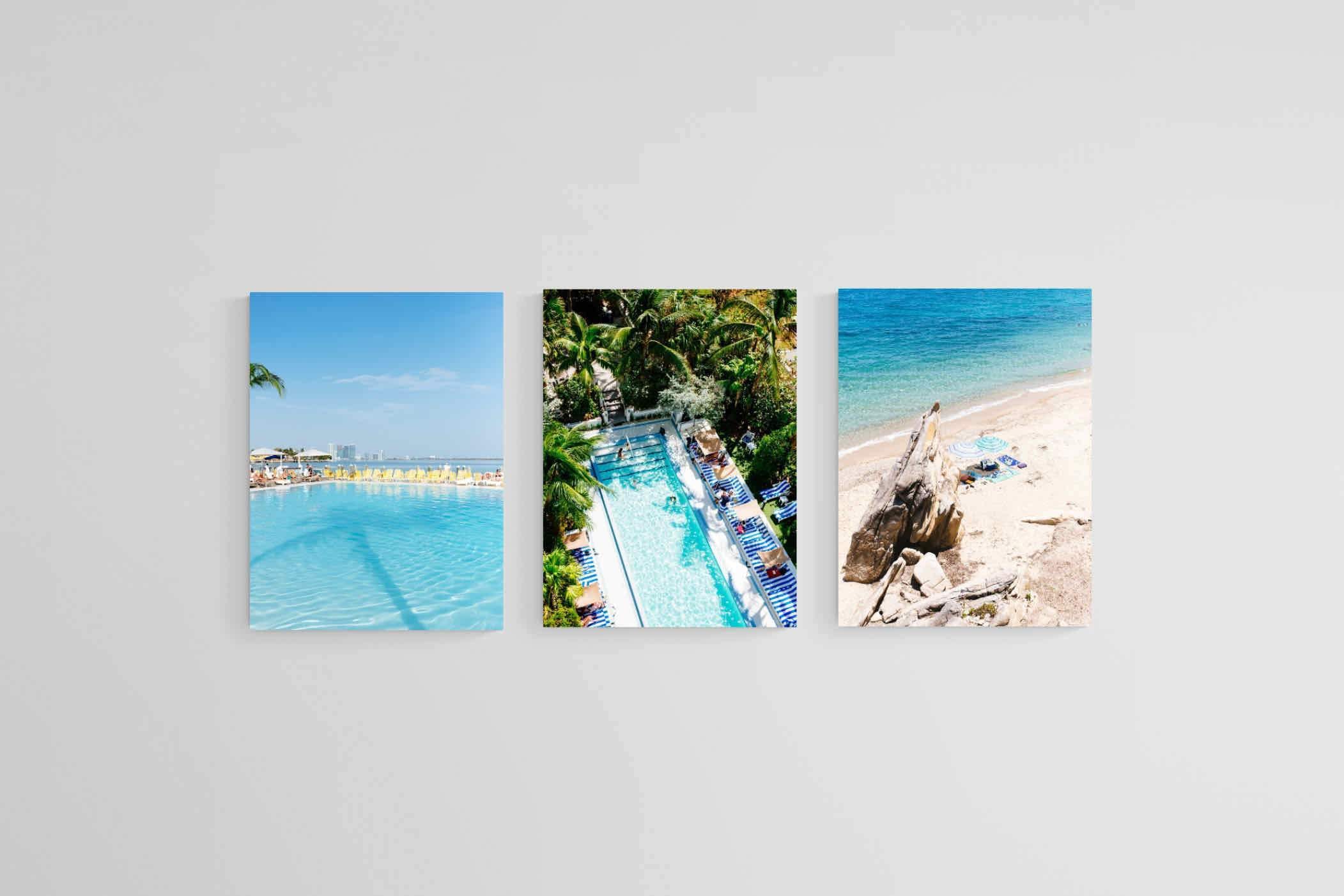 Miami Beach House Set-Wall_Art-45 x 60cm (x3)-Mounted Canvas-No Frame-Pixalot