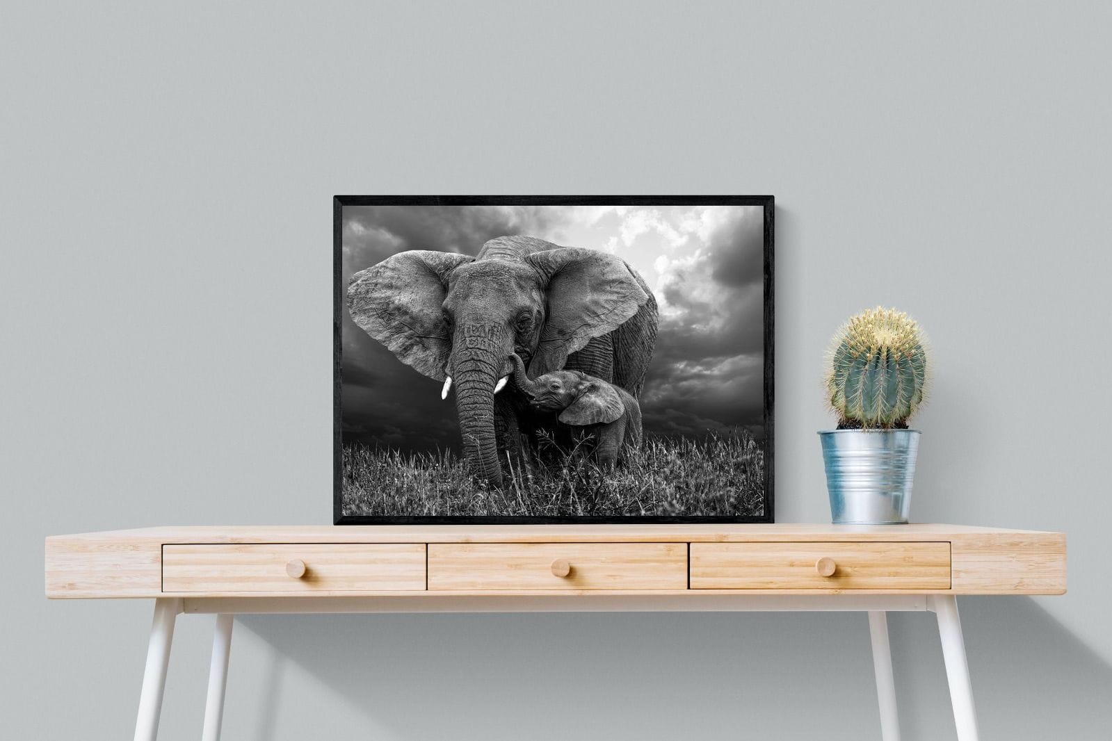 Mother's Thunder-Wall_Art-80 x 60cm-Mounted Canvas-Black-Pixalot