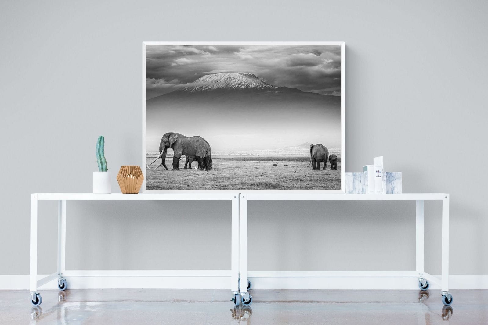 Mountain Ele-Wall_Art-120 x 90cm-Mounted Canvas-White-Pixalot