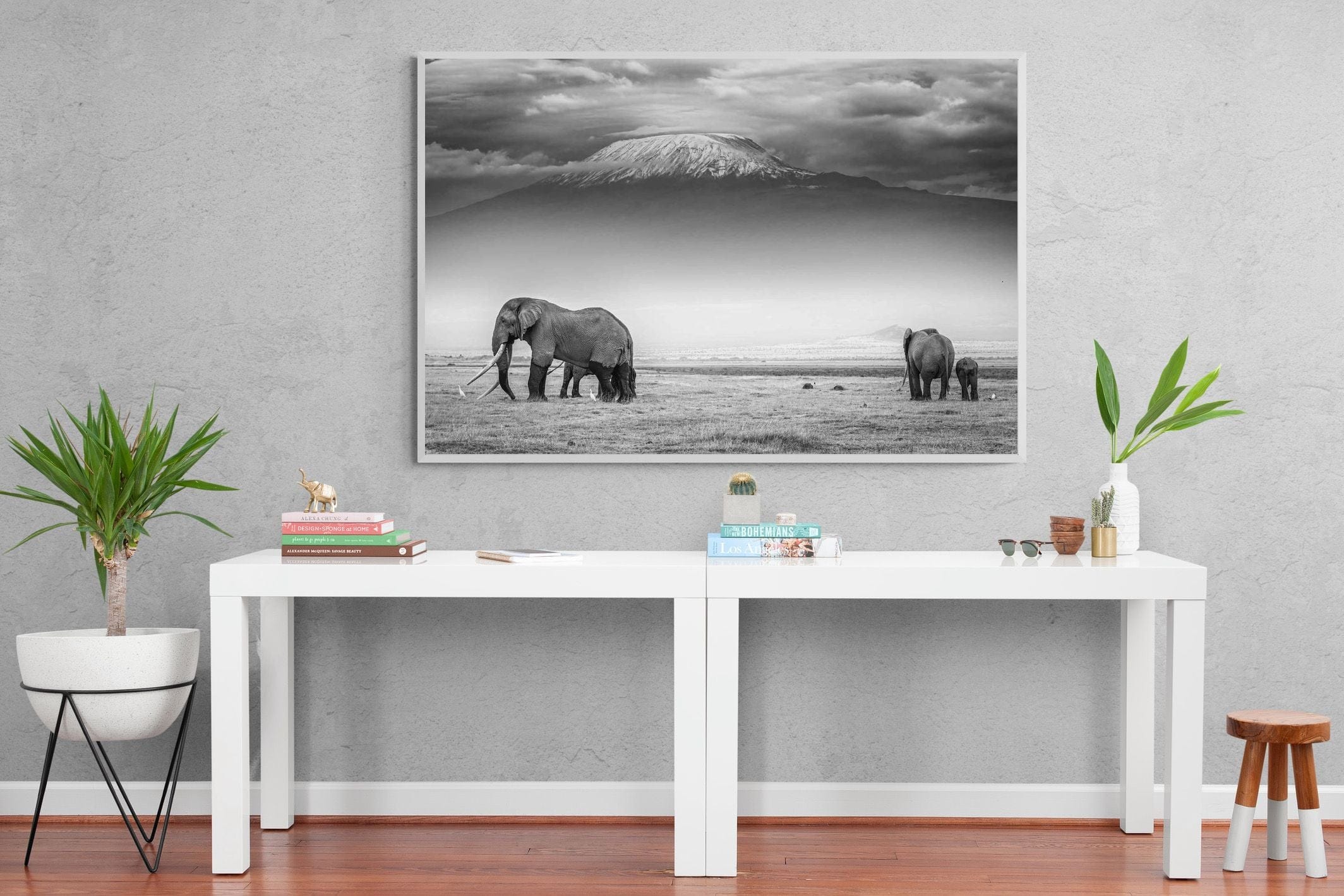 Mountain Ele-Wall_Art-150 x 100cm-Mounted Canvas-White-Pixalot