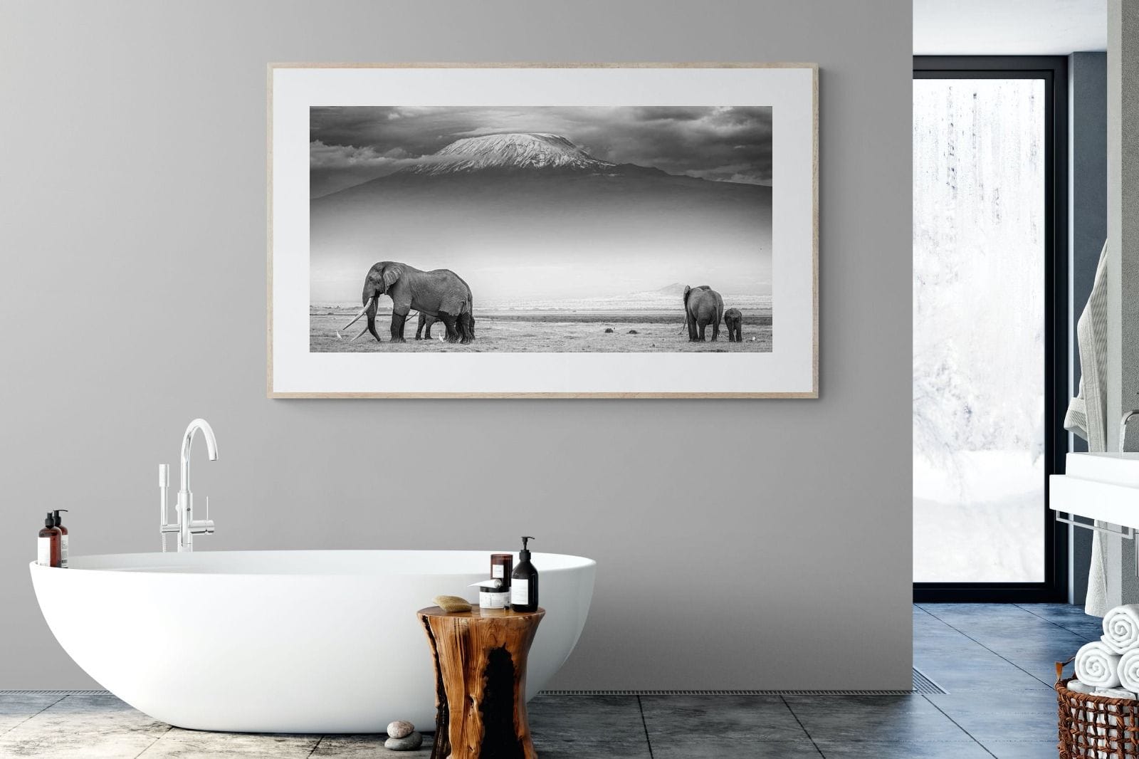 Mountain Ele-Wall_Art-180 x 110cm-Framed Print-Wood-Pixalot