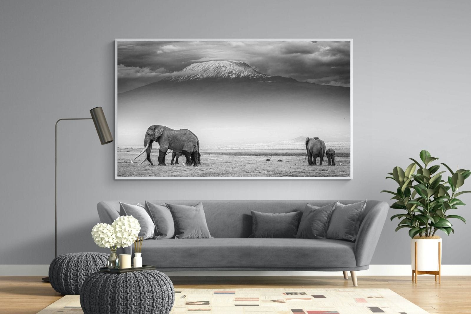 Mountain Ele-Wall_Art-220 x 130cm-Mounted Canvas-White-Pixalot