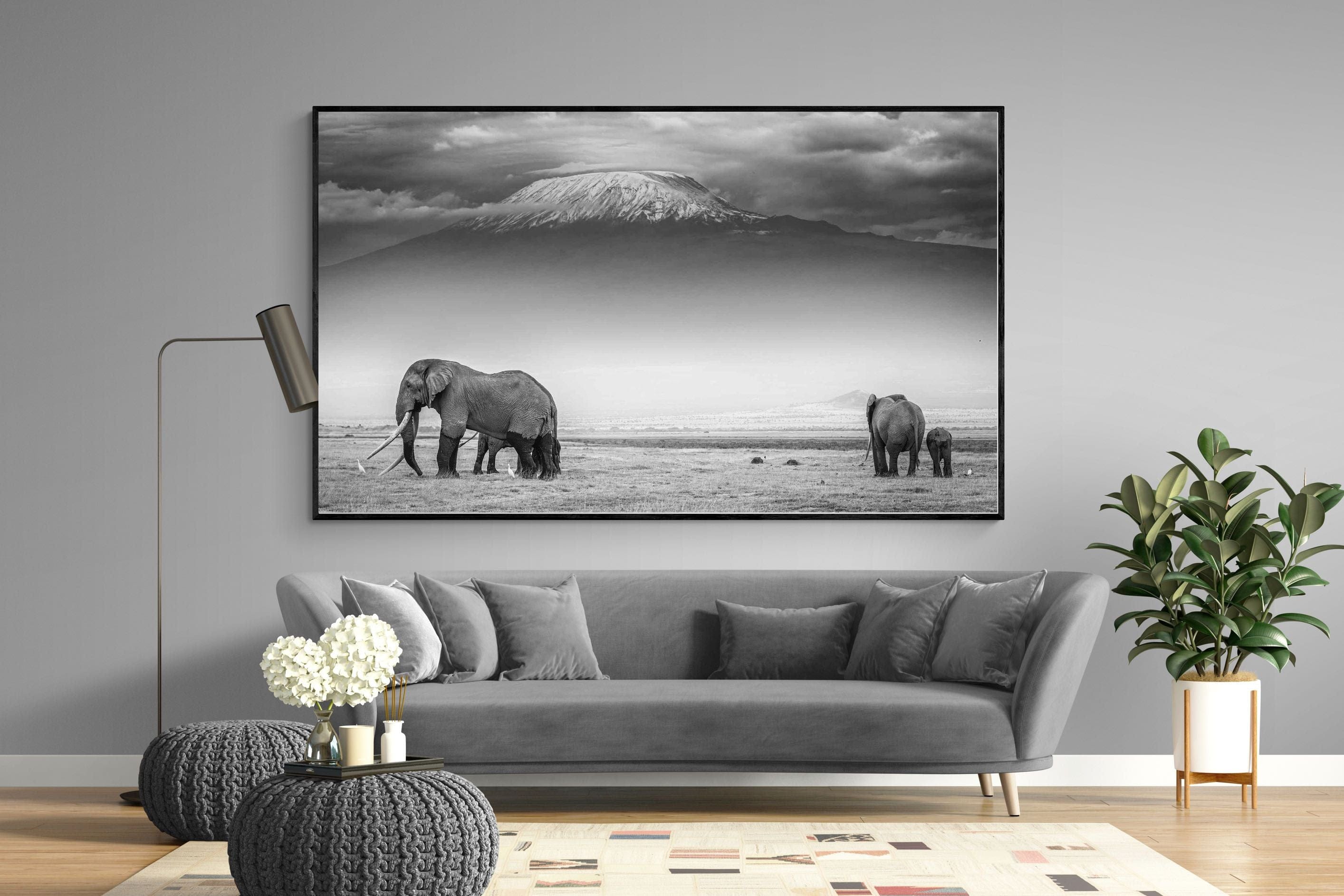 Mountain Ele-Wall_Art-220 x 130cm-Mounted Canvas-Black-Pixalot