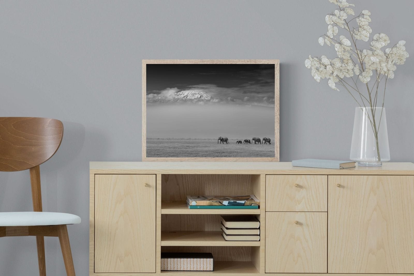 Mountain Elephants-Wall_Art-60 x 45cm-Mounted Canvas-Wood-Pixalot