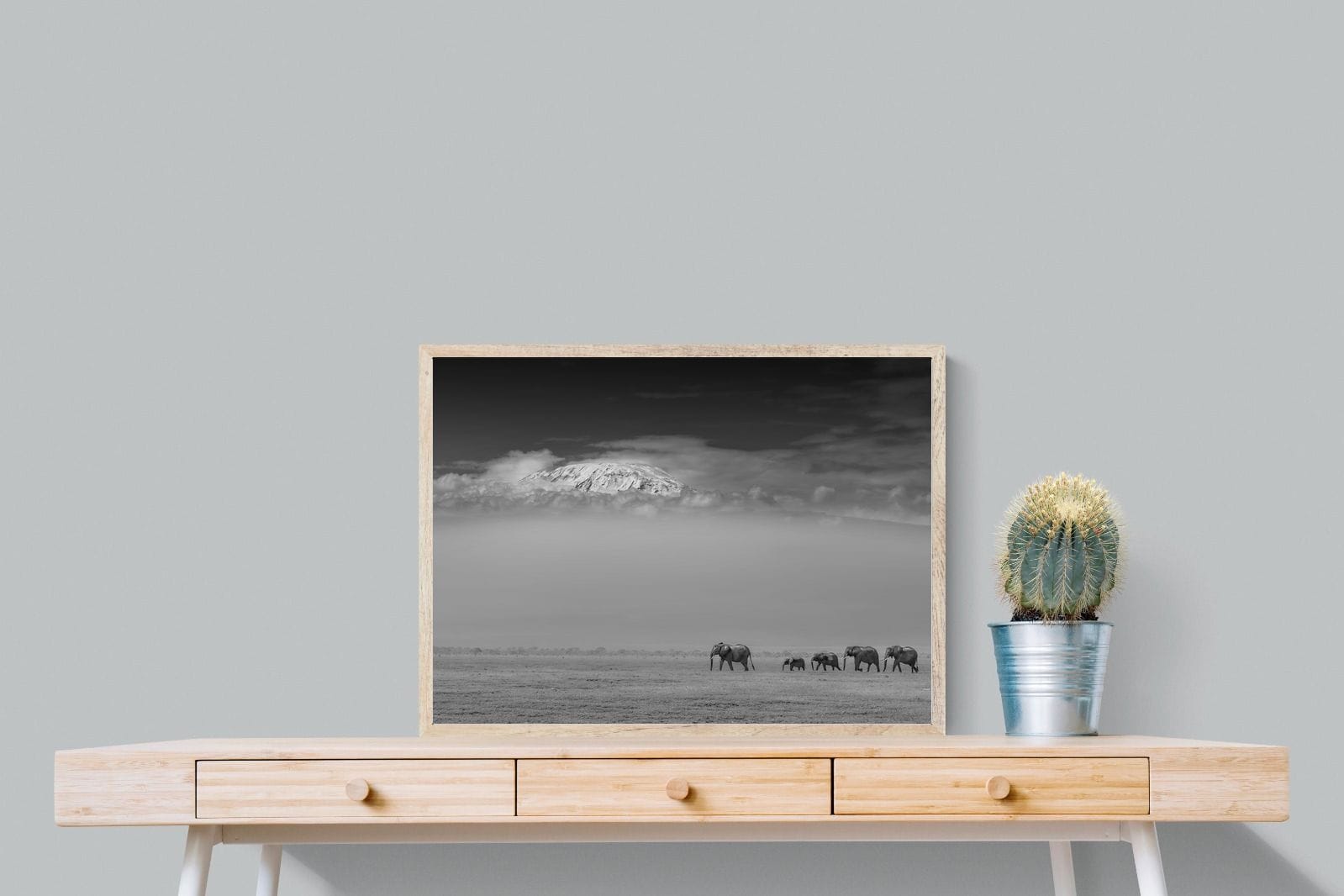 Mountain Elephants-Wall_Art-80 x 60cm-Mounted Canvas-Wood-Pixalot