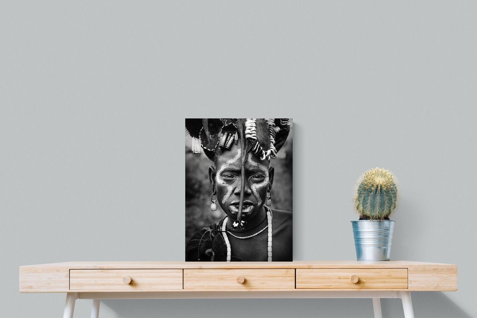 Mursi Tribesman-Wall_Art-45 x 60cm-Mounted Canvas-No Frame-Pixalot