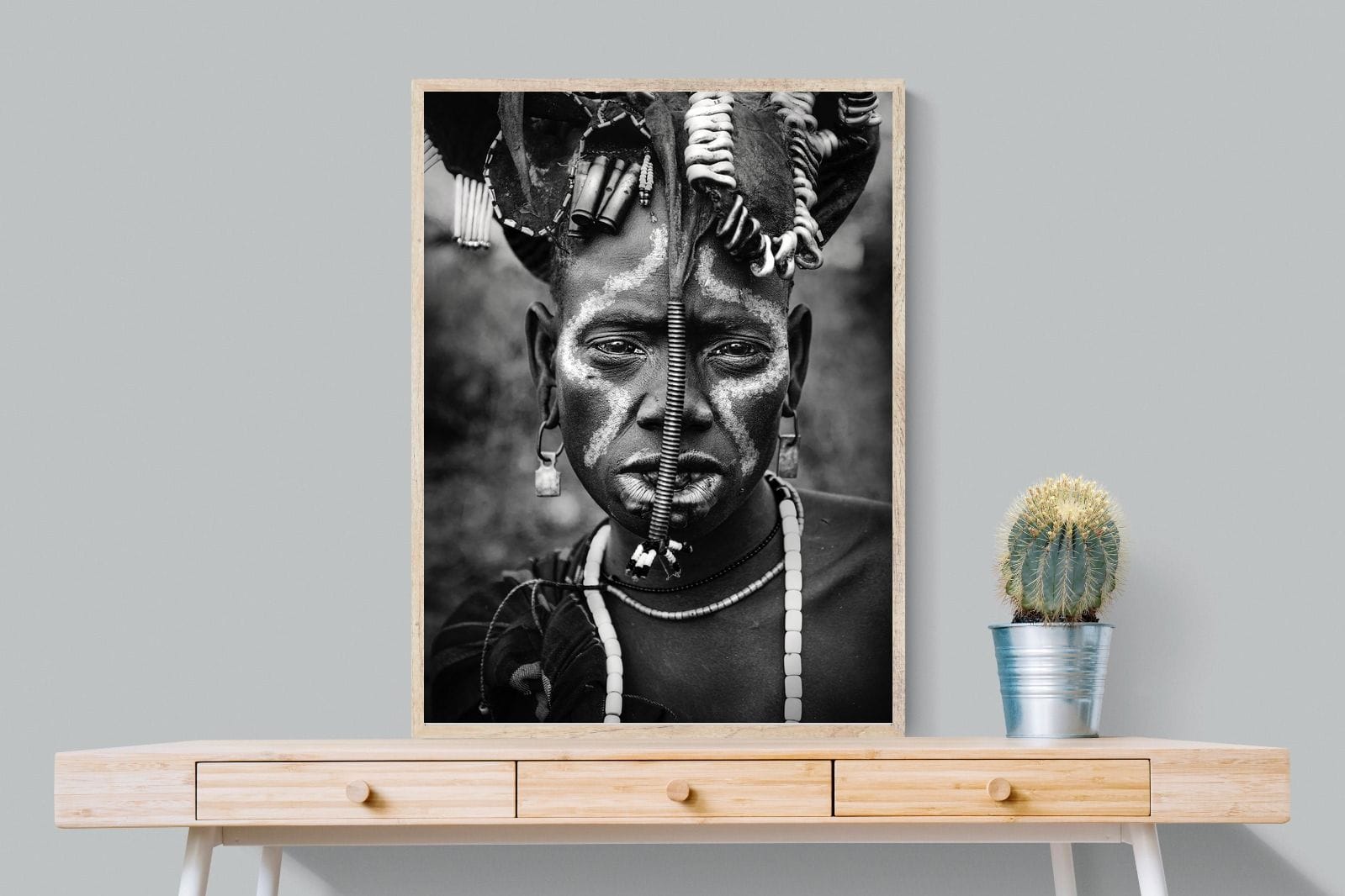 Mursi Tribesman-Wall_Art-75 x 100cm-Mounted Canvas-Wood-Pixalot