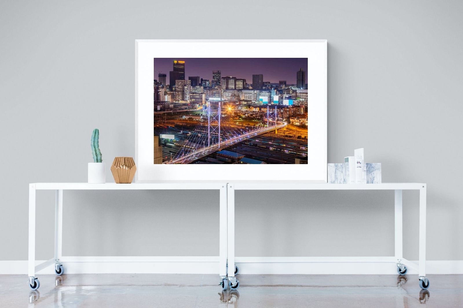 Nelson Mandela Bridge-Wall_Art-120 x 90cm-Framed Print-White-Pixalot