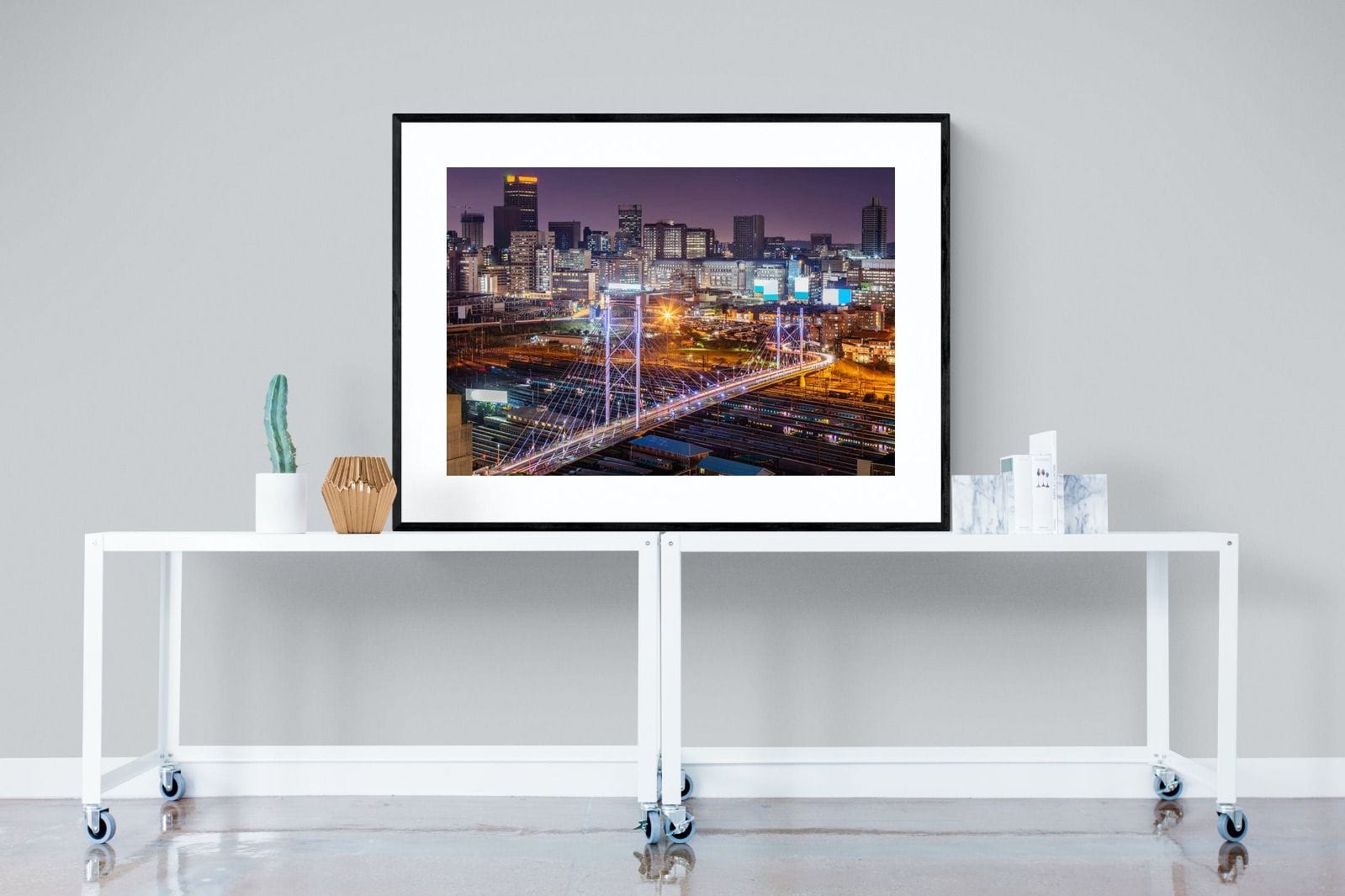 Nelson Mandela Bridge-Wall_Art-120 x 90cm-Framed Print-Black-Pixalot