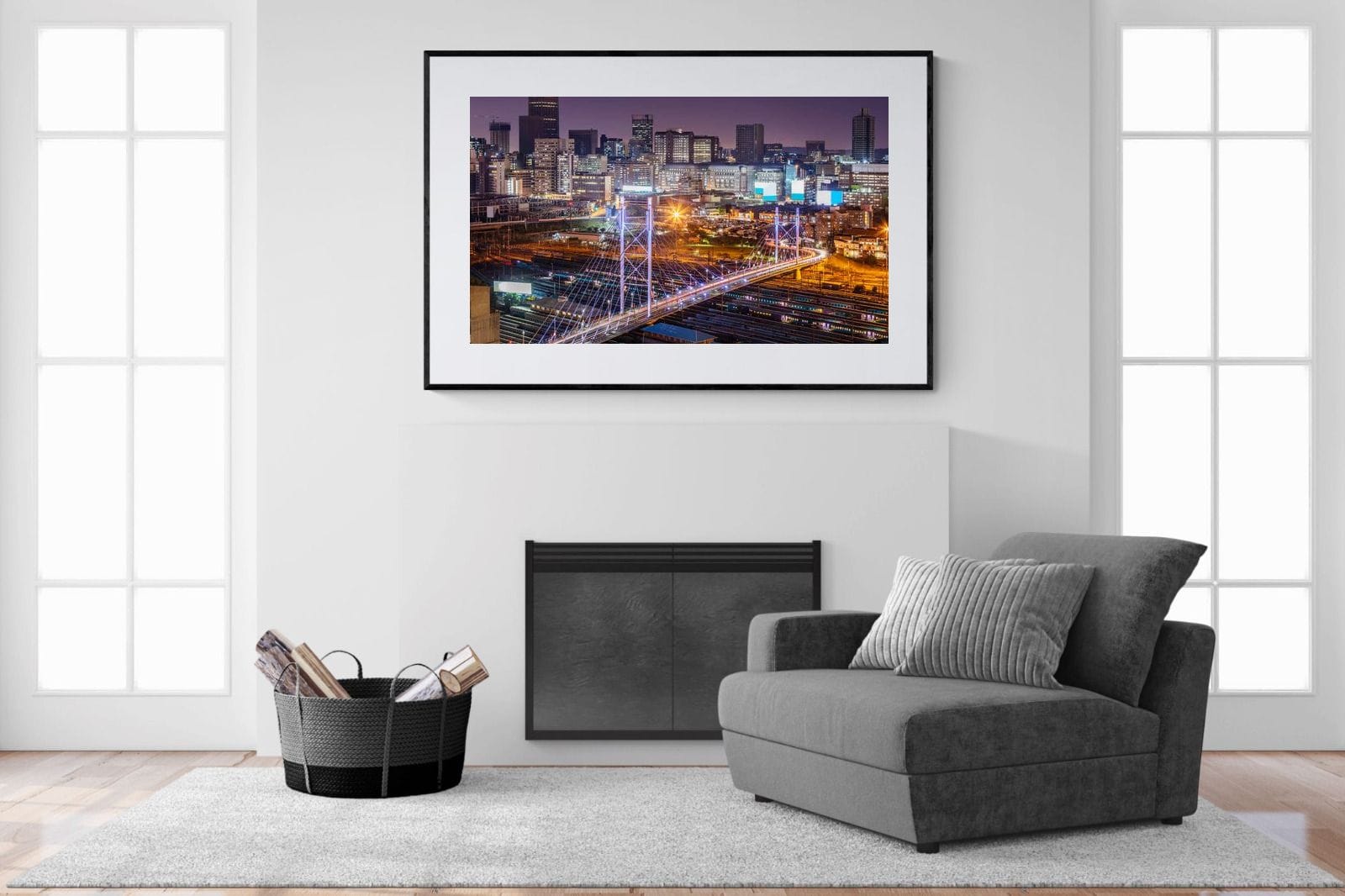 Nelson Mandela Bridge-Wall_Art-150 x 100cm-Framed Print-Black-Pixalot