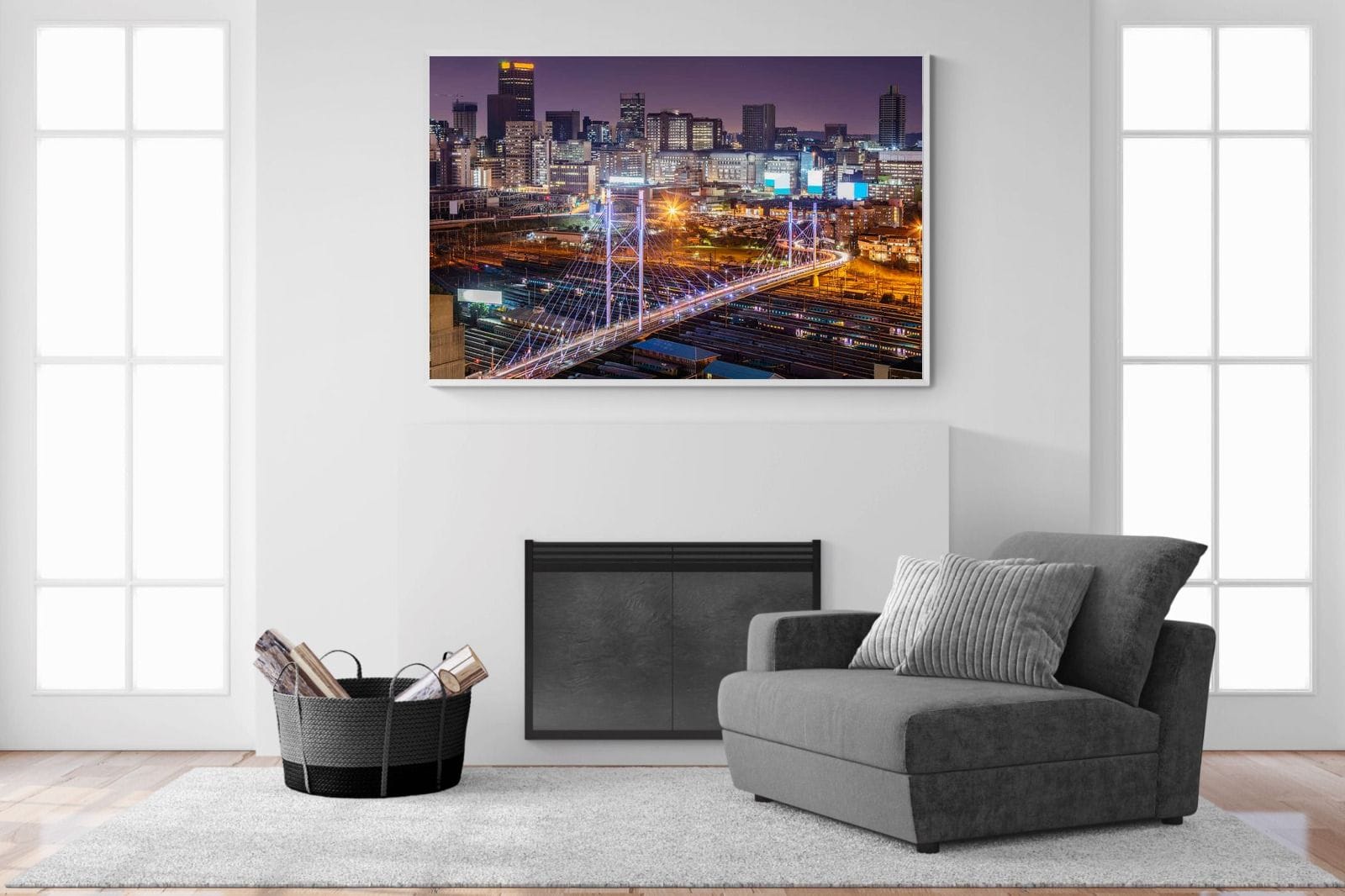 Nelson Mandela Bridge-Wall_Art-150 x 100cm-Mounted Canvas-White-Pixalot