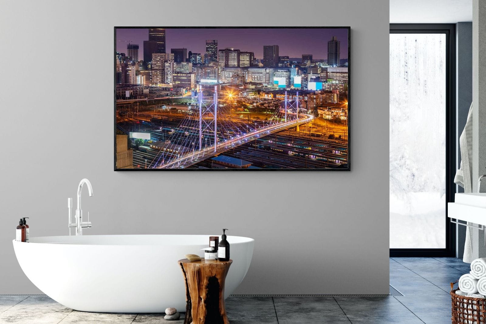 Nelson Mandela Bridge-Wall_Art-180 x 110cm-Mounted Canvas-Black-Pixalot