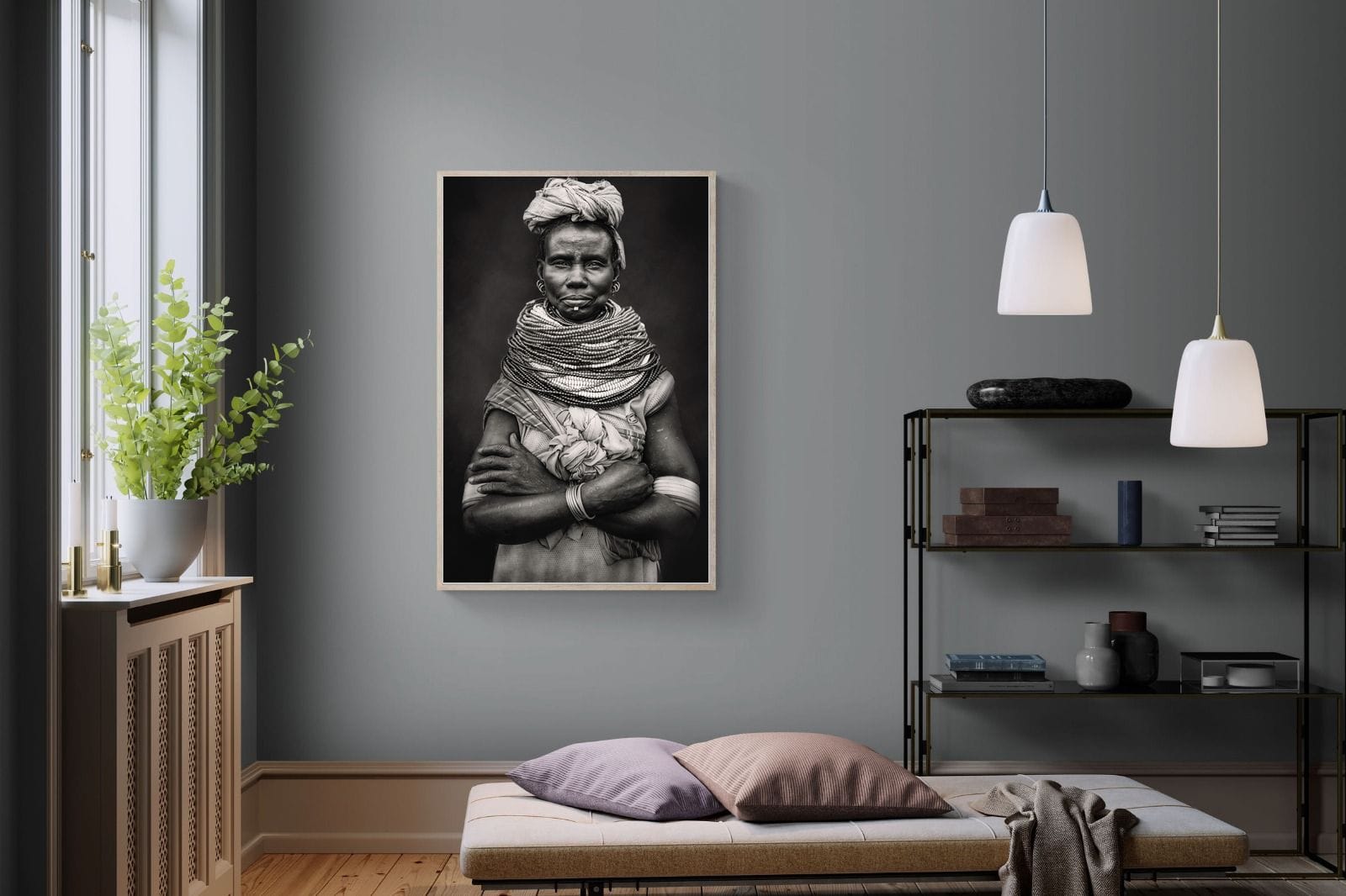 Nyangatom Woman-Wall_Art-100 x 150cm-Mounted Canvas-Wood-Pixalot