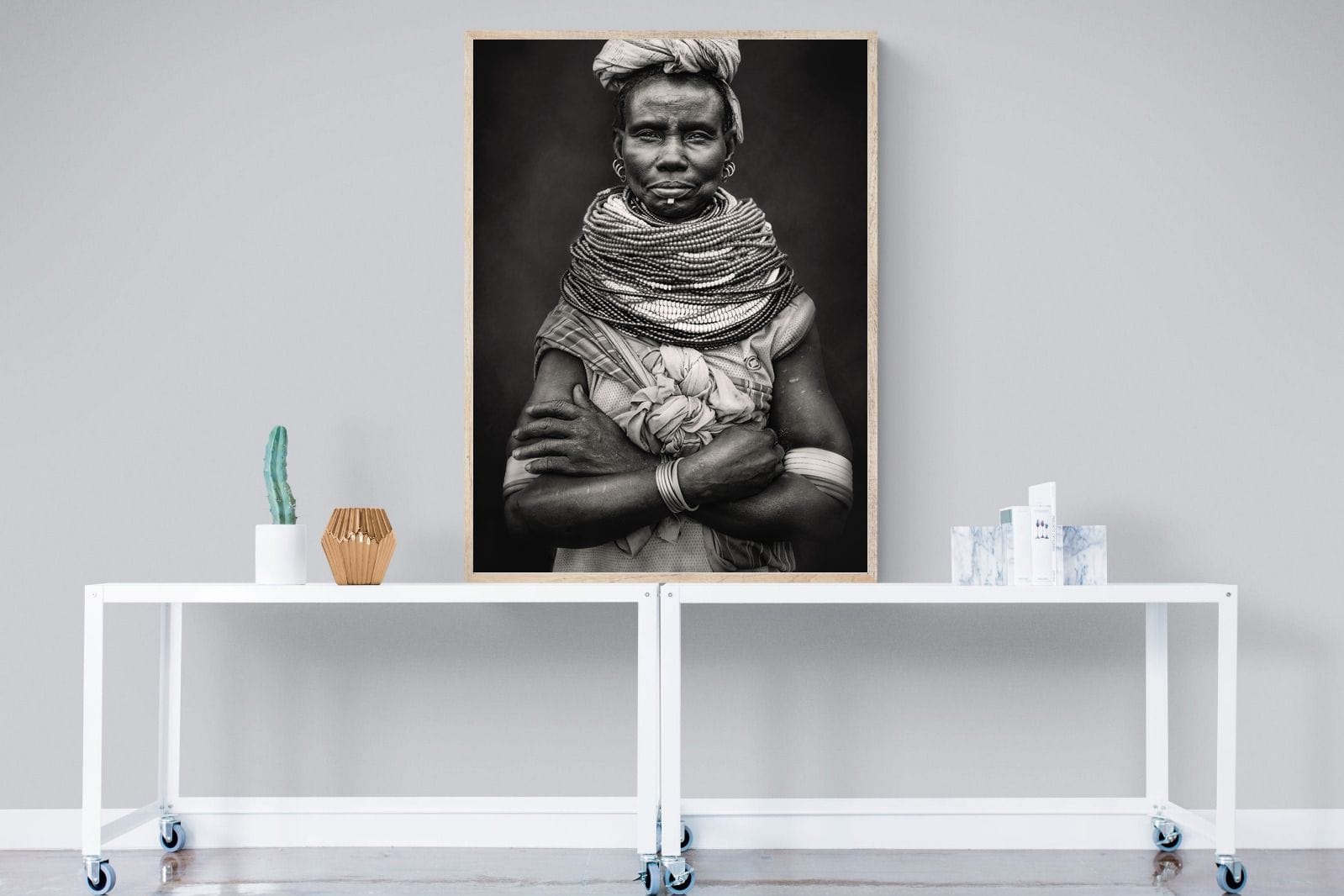 Nyangatom Woman-Wall_Art-90 x 120cm-Mounted Canvas-Wood-Pixalot