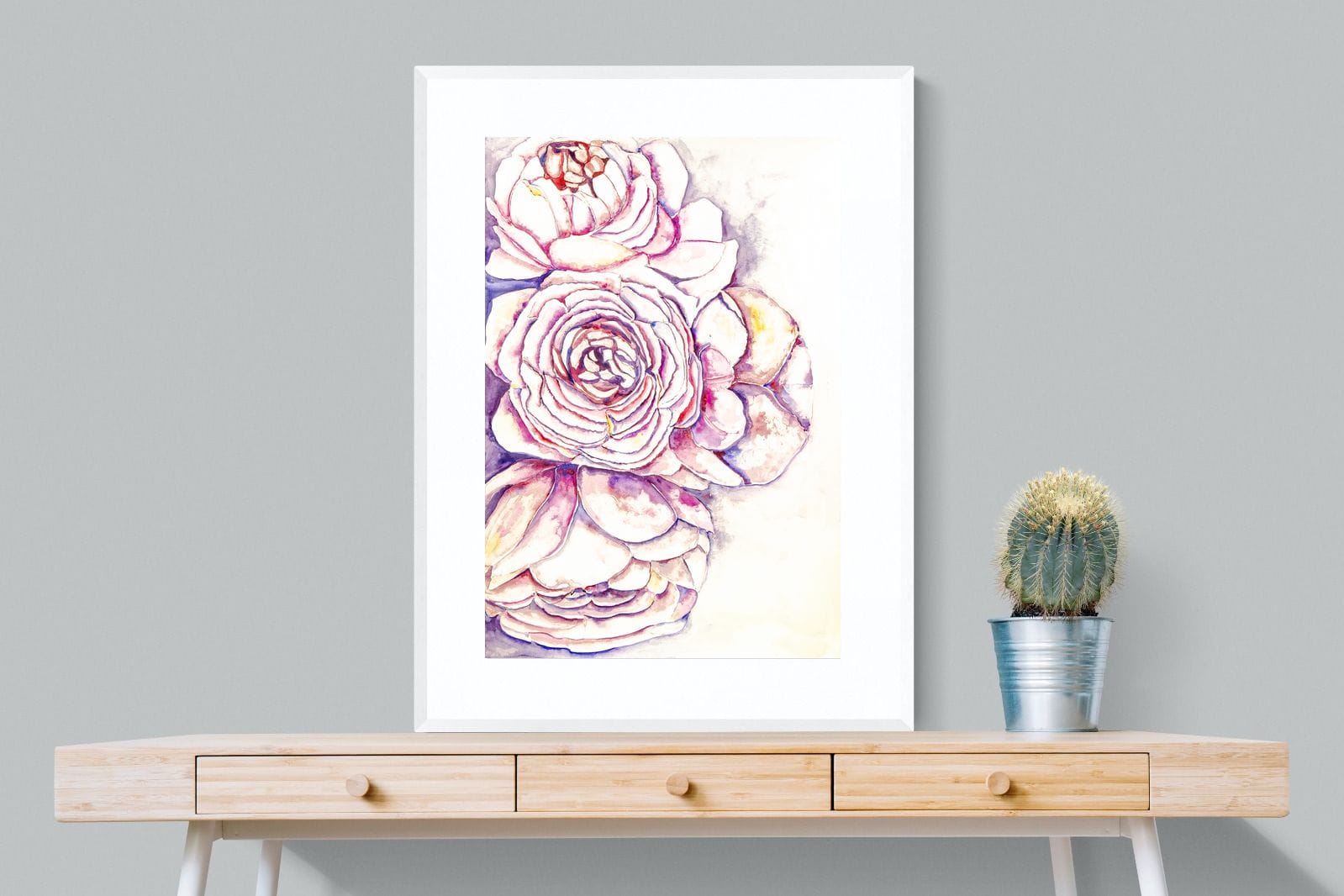 Painted Peonies-Wall_Art-75 x 100cm-Framed Print-White-Pixalot