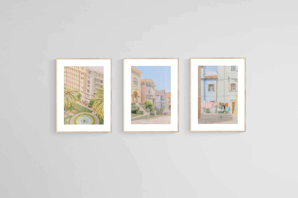 Pastel Portugal Set-Wall_Art-45 x 60cm (x3)-Framed Print-Wood-Pixalot