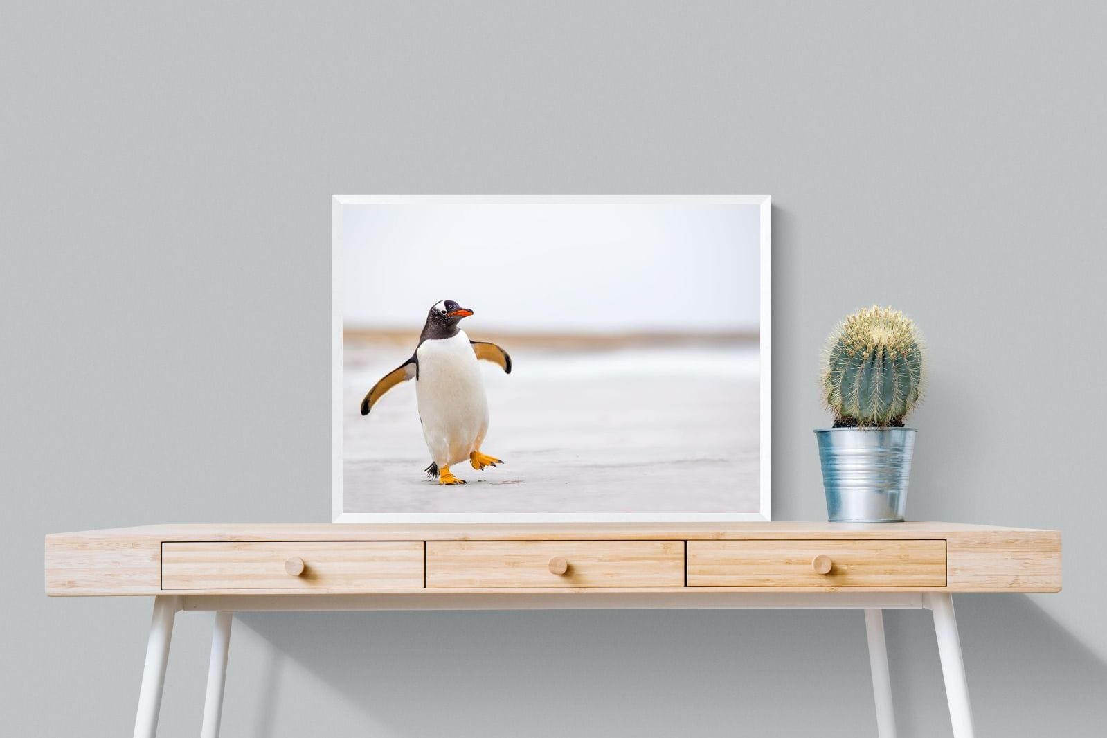 Penguin Steps-Wall_Art-80 x 60cm-Mounted Canvas-White-Pixalot