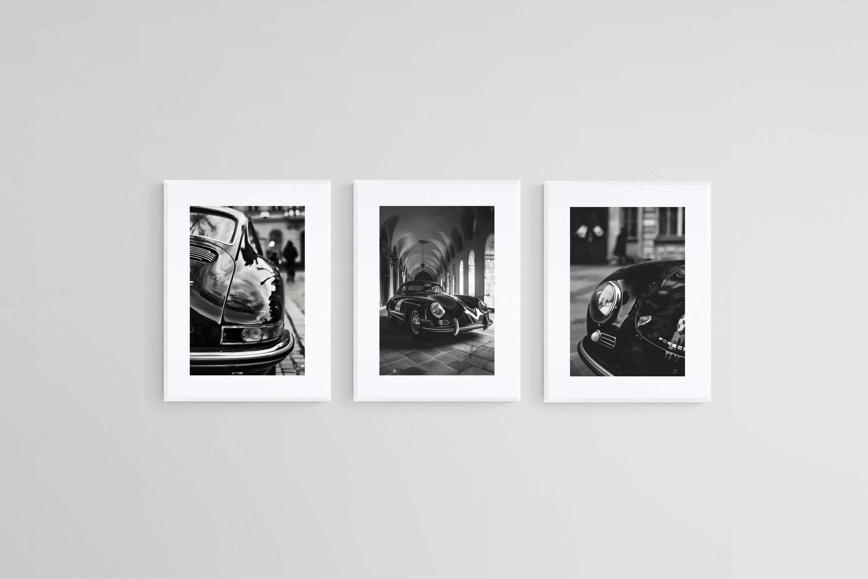 Porsche Speedster Set-Wall_Art-45 x 60cm (x3)-Framed Print-White-Pixalot