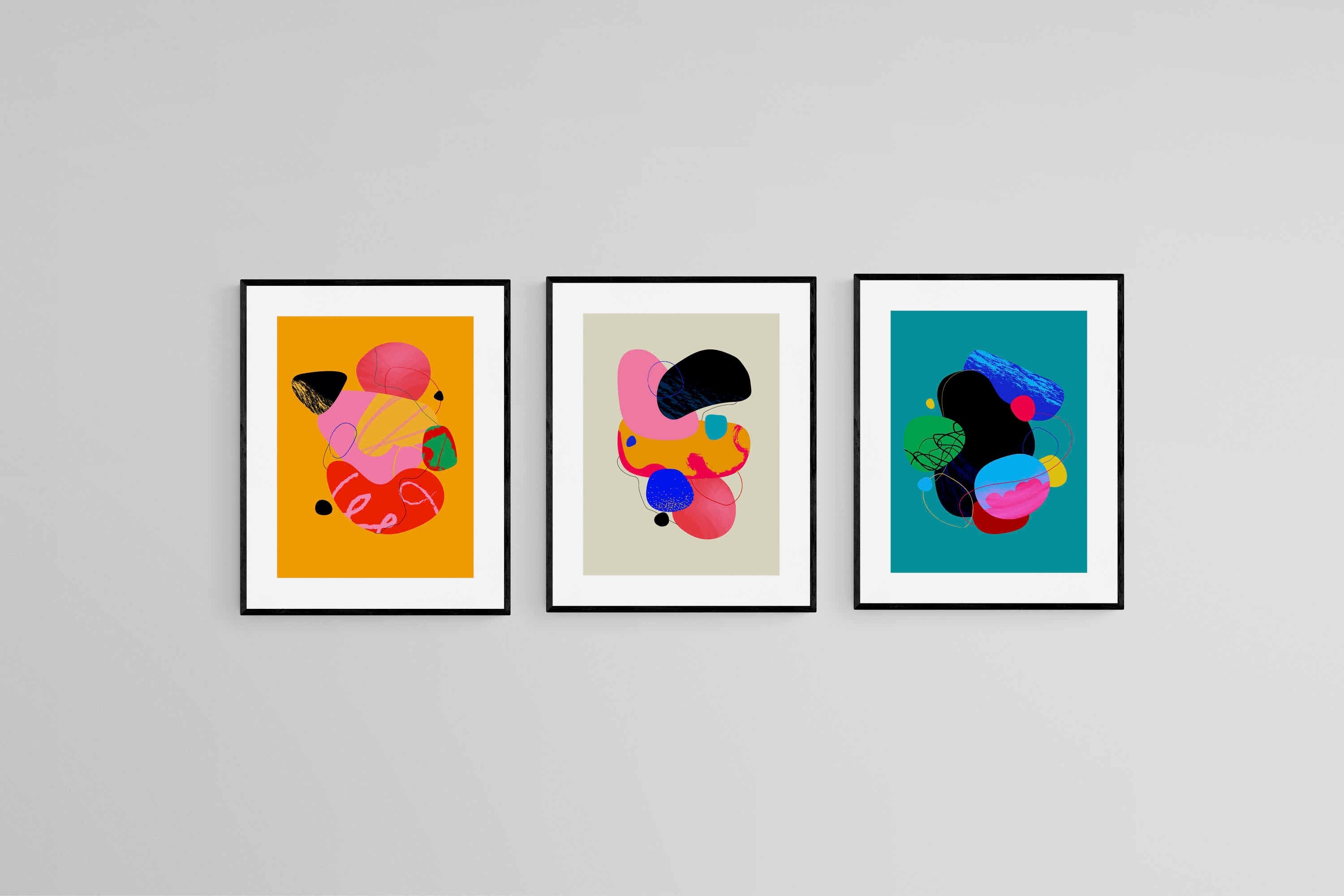 Psychedelic Set-Wall_Art-45 x 60cm (x3)-Framed Print-Black-Pixalot