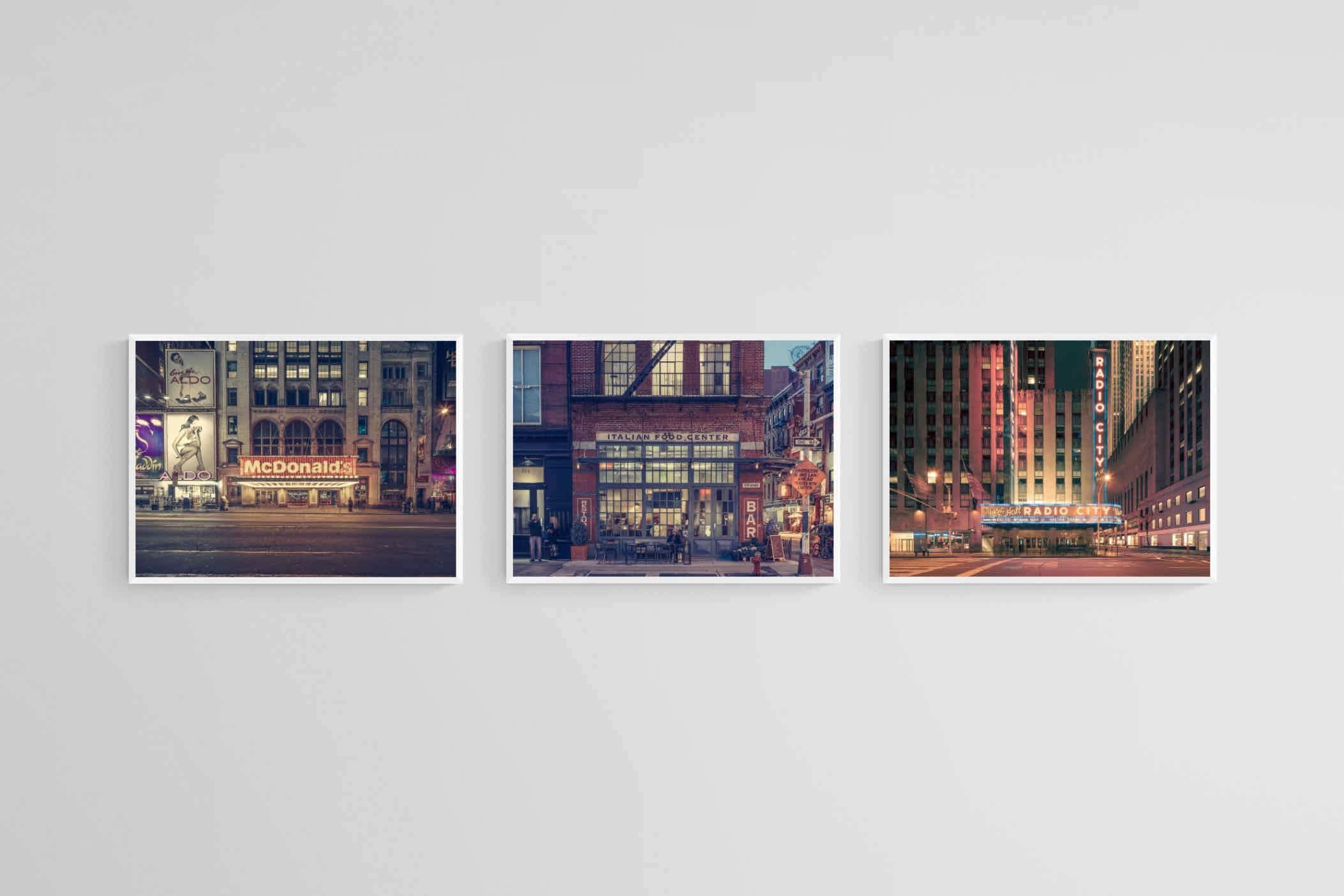 Retro Brooklyn Set-Wall_Art-60 x 45cm (x3)-Mounted Canvas-White-Pixalot