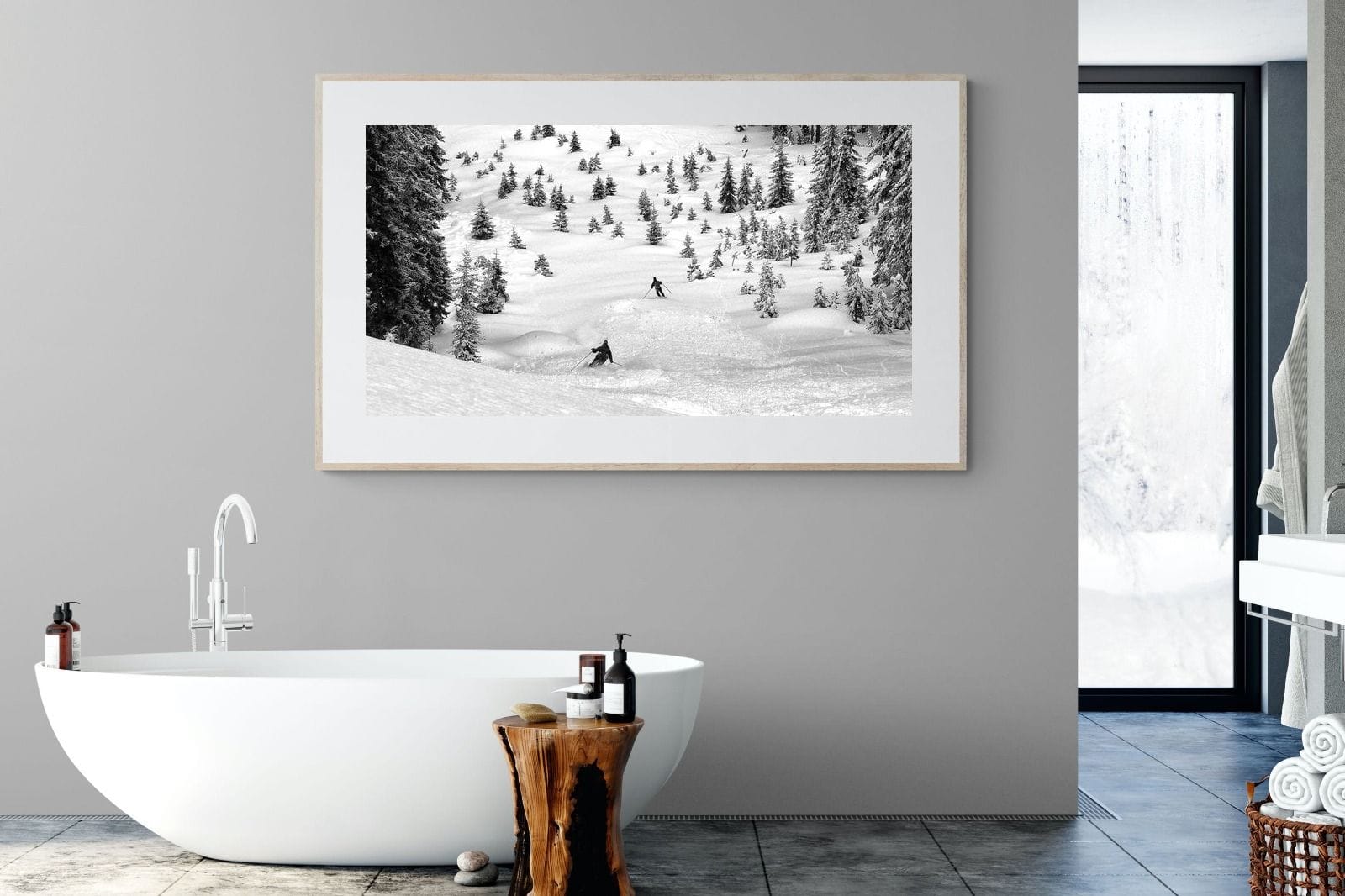 Ski Slope-Wall_Art-180 x 110cm-Framed Print-Wood-Pixalot