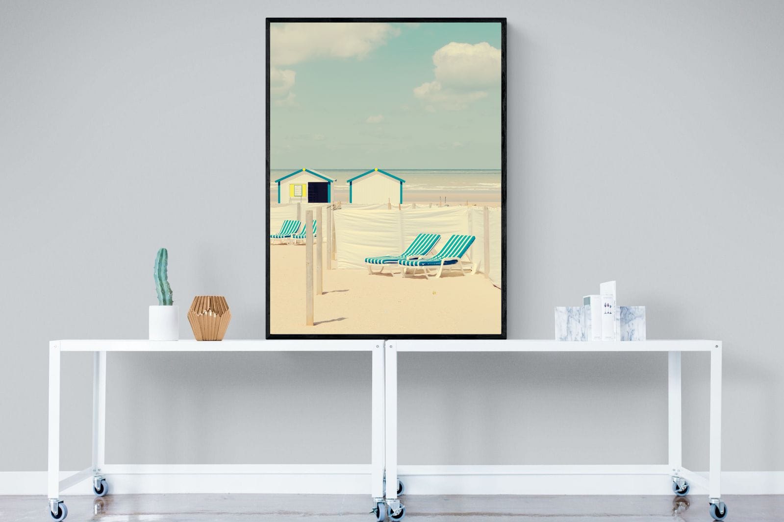 Sun Loungers-Wall_Art-90 x 120cm-Mounted Canvas-Black-Pixalot