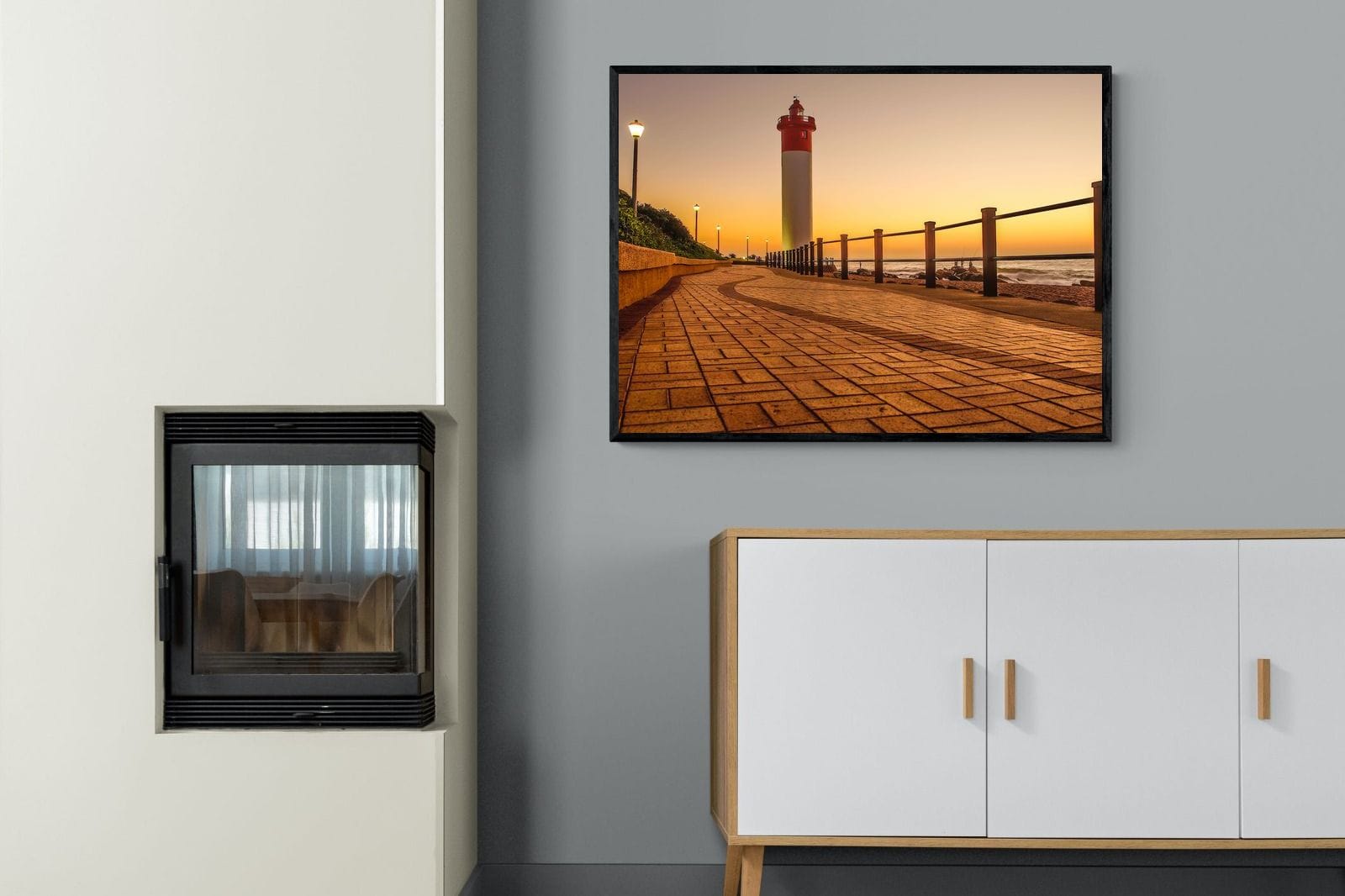 Umhlanga Promenade-Wall_Art-100 x 75cm-Mounted Canvas-Black-Pixalot