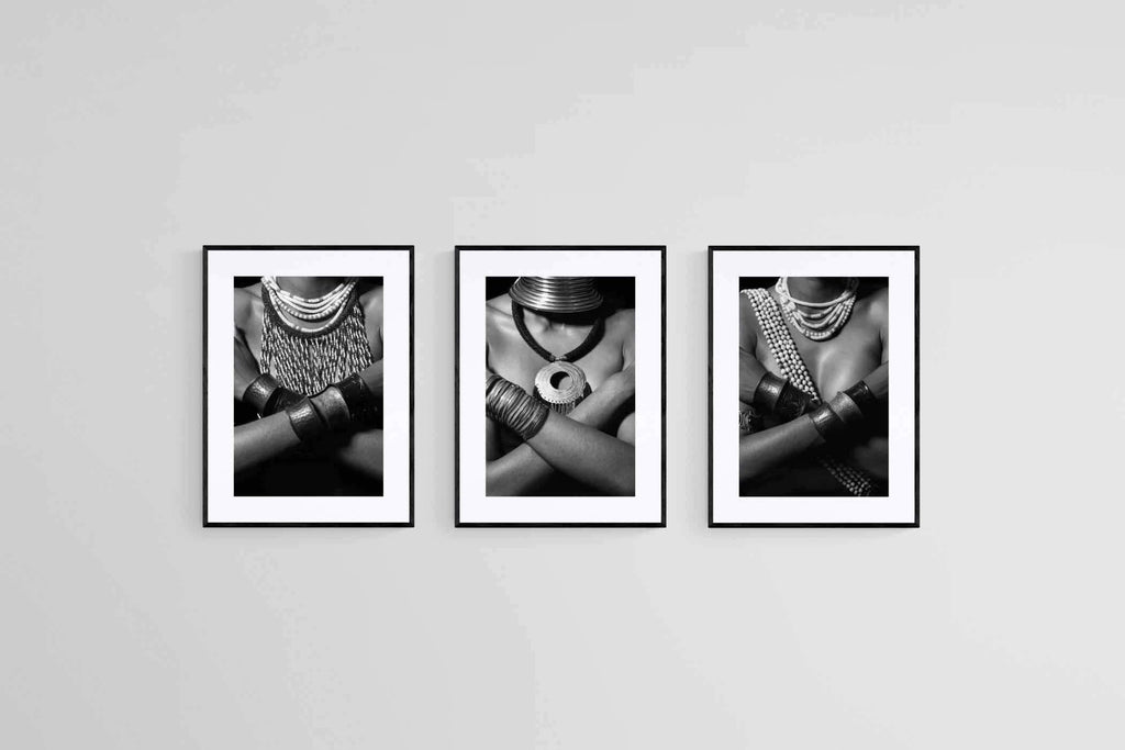 Warrior Princess Set-Wall_Art-45 x 60cm (x3)-Framed Print-Black-Pixalot