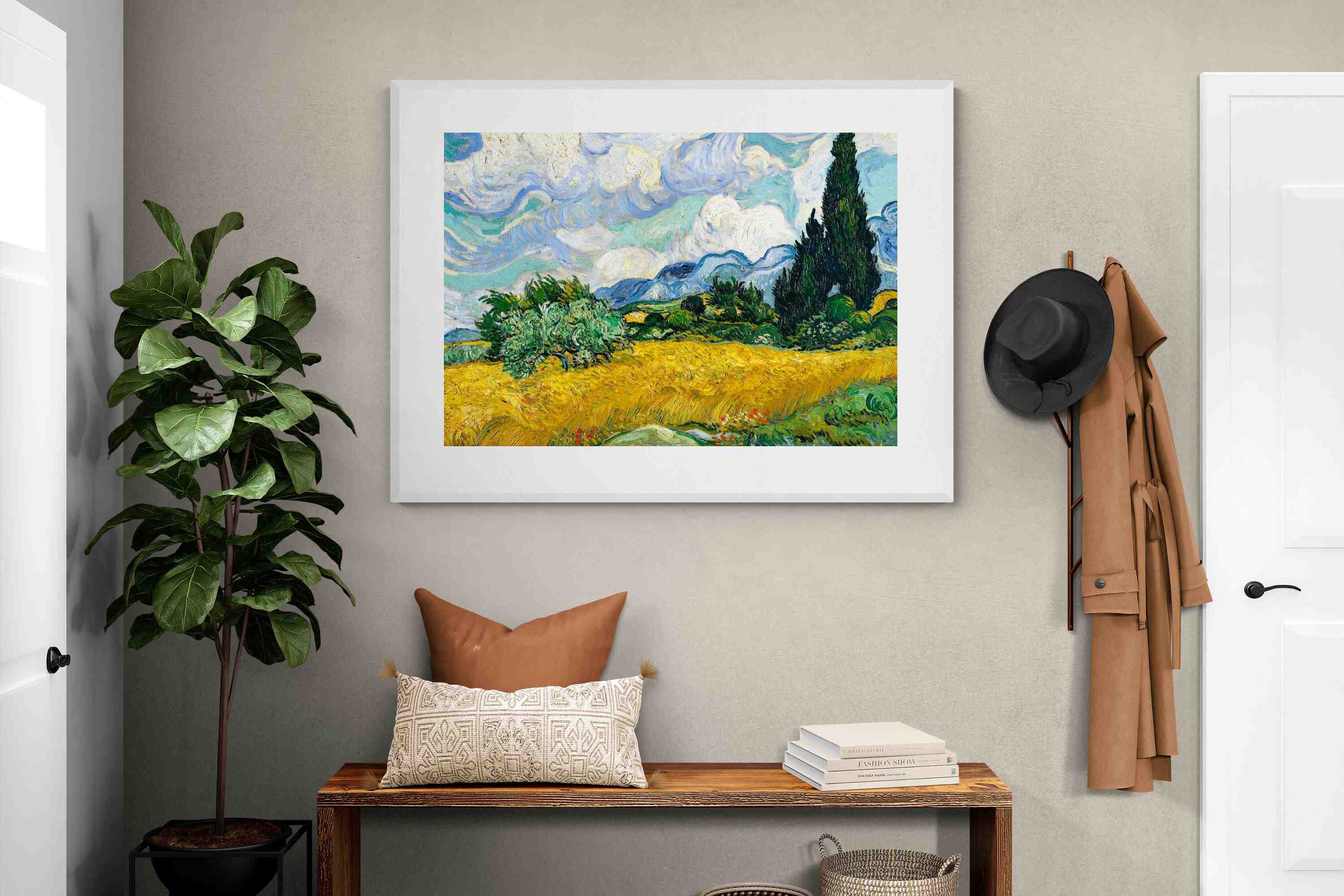 Pixalot Wheat Field with Cypresses